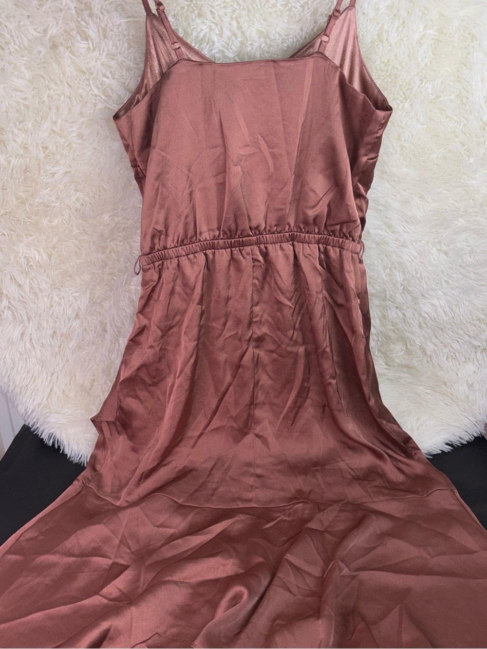 NWT LASCANA by VENUS Rust Satin Slip Dress with Spaghetti Straps size 2 - Picture 15 of 15